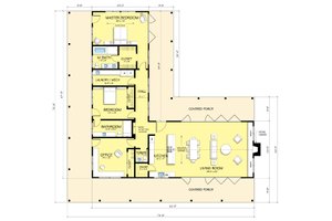 Floor Plan - Main Floor for Ranch House Plan #888-5 - 2 bed, 2.5 bath
