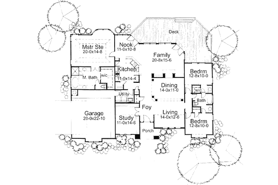 Floor Plan - Main Floor for Mediterranean House Plan #120-120 - 3 bed, 2 bath