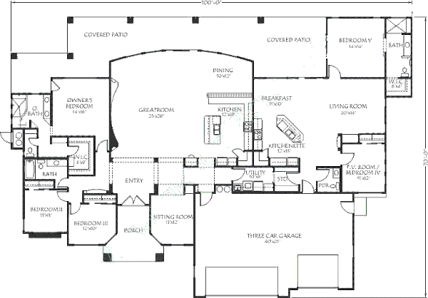 Adobe / Southwestern Floor Plan - Main Floor Plan #24-251