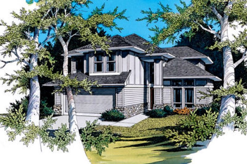 Architectural House Design - Prairie Exterior - Front Elevation Plan #48-304