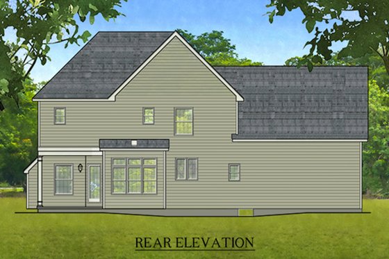 Exterior - Rear Elevation for Colonial House Plan #1010-208 - 3 bed, 2.5 bath