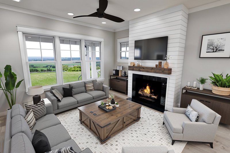 House Blueprint - Interior - Family Room 2 for Farmhouse House Plan #51-1268 - 3 bed, 3.5 bath