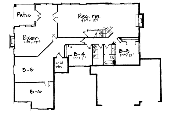 Floor Plan - Lower Floor for European House Plan #308-235 - 6 bed, 3.5 bath
