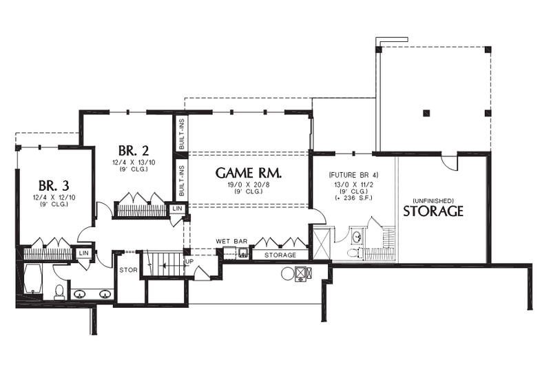 Architectural House Design - Floor Plan - Lower Floor for Prairie House Plan #48-700 - 3 bed, 2.5 bath