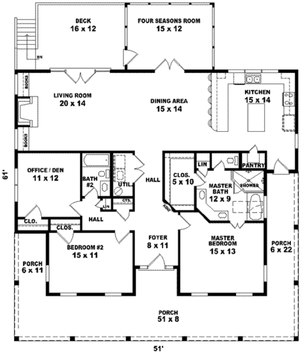 Farmhouse Floor Plan - Main Floor Plan #81-1052