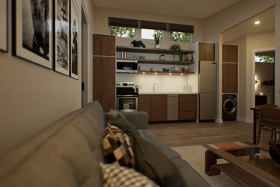 Interior - Kitchen for Contemporary House Plan #48-1097 - 1 bed, 1 bath