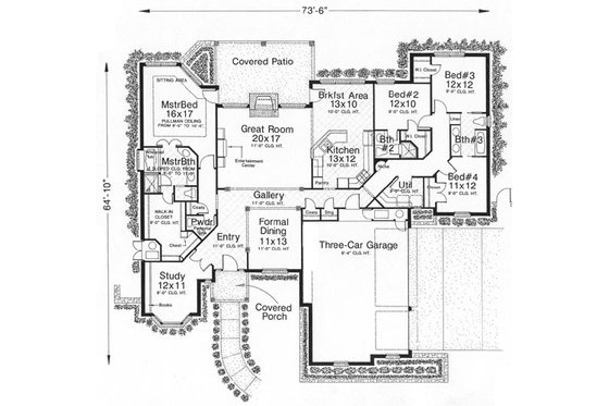 Floor Plan - Main Floor for European House Plan #310-630 - 4 bed, 3.5 bath