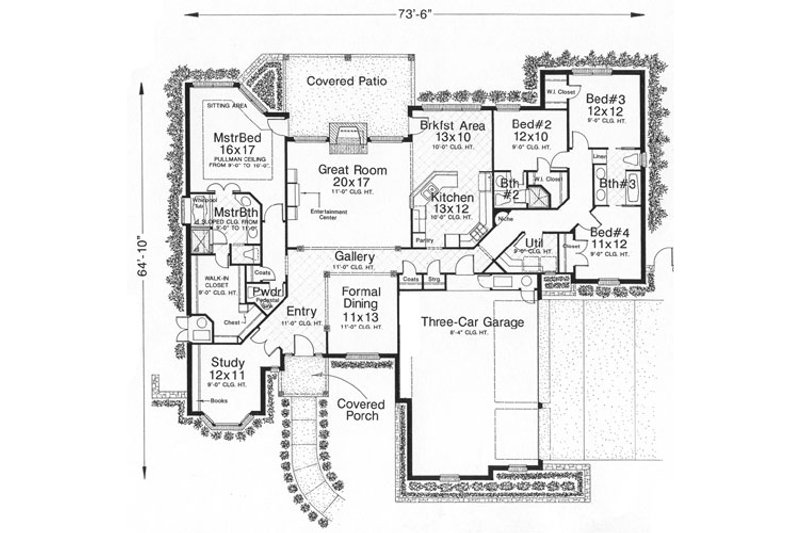 House Blueprint - Floor Plan - Main Floor for European House Plan #310-630 - 4 bed, 3.5 bath