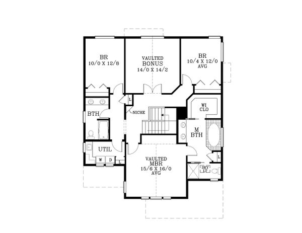 Craftsman Floor Plan - Upper Floor Plan #53-486