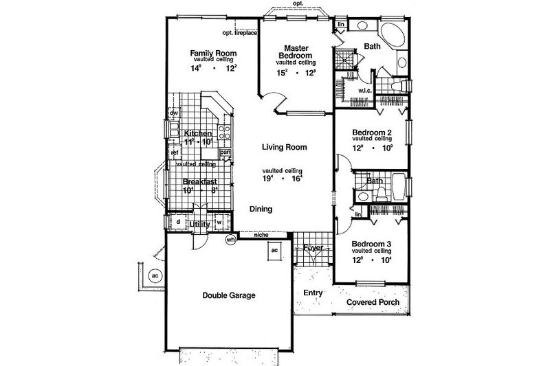 Cottage Style House Plan - 3 Beds 2 Baths 1571 Sq/Ft Plan #417-133 ...