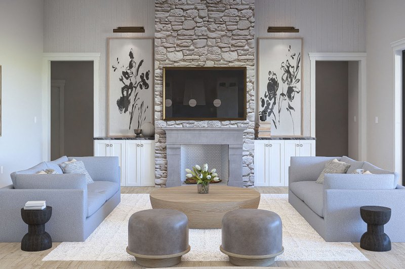 House Plan Design - Interior - Family Room 1 for Farmhouse House Plan #455-706 - 4 bed, 3.5 bath