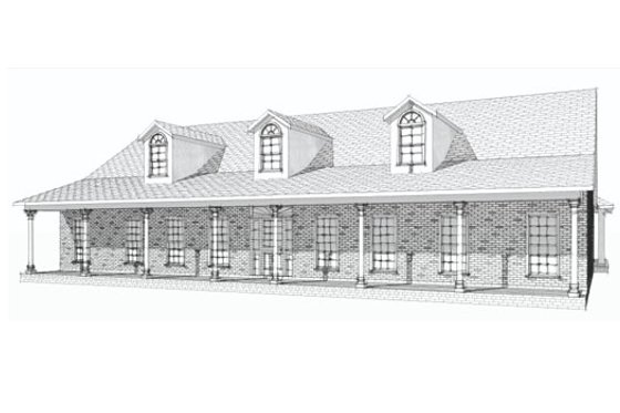 Exterior - Front Elevation for Ranch House Plan #63-321 - 4 bed, 2.5 bath