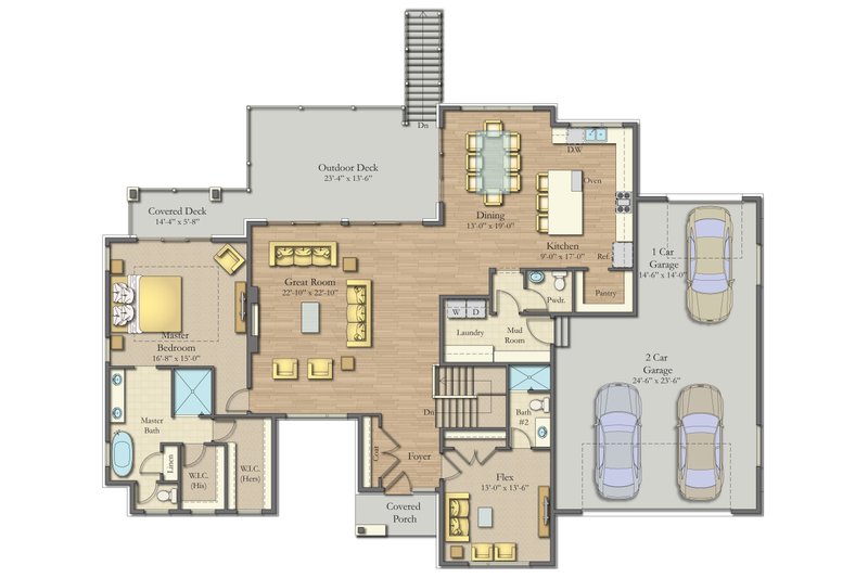 Home Plan - Floor Plan - Main Floor for Modern House Plan #1057-23 - 2 bed, 2.5 bath
