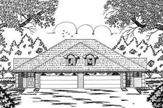 Exterior - Front Elevation for Traditional House Plan #42-143 - 2 bed, 2 bath