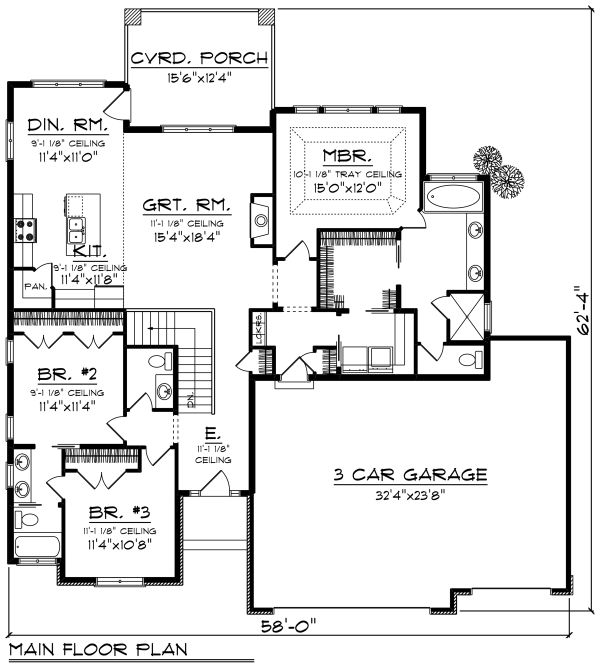 Home Plan - Ranch Floor Plan - Main Floor Plan #70-1266