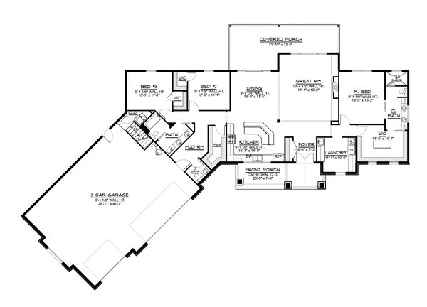 House Blueprint - Ranch Floor Plan - Main Floor Plan #1064-214