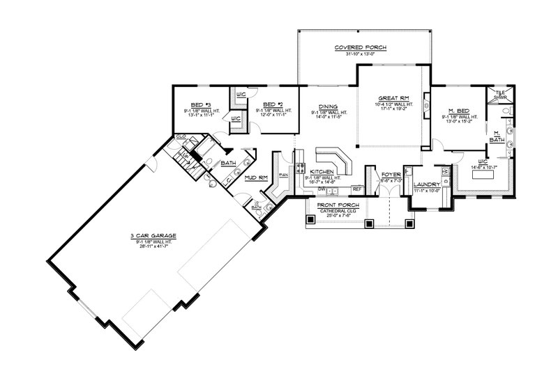 House Plan Design - Floor Plan - Main Floor for Ranch House Plan #1064-214 - 3 bed, 2.5 bath