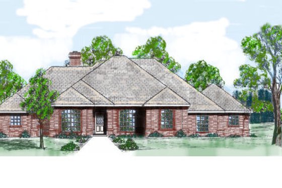 Exterior - Front Elevation for Southern House Plan #52-201 - 3 bed, 2.5 bath