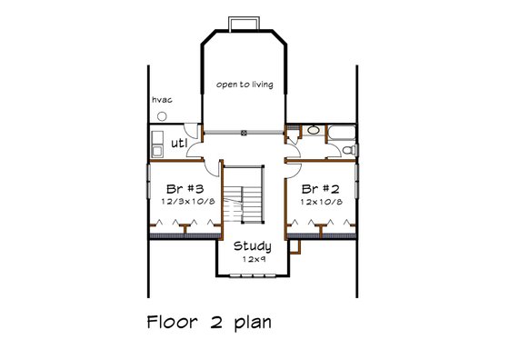 Floor Plan - Upper Floor for Craftsman House Plan #79-234 - 3 bed, 2.5 bath