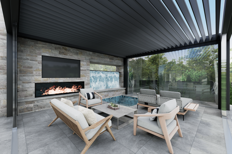 House Blueprint - Exterior - Outdoor Living 1 for Modern House Plan #1087-2 - 3 bed, 2.5 bath