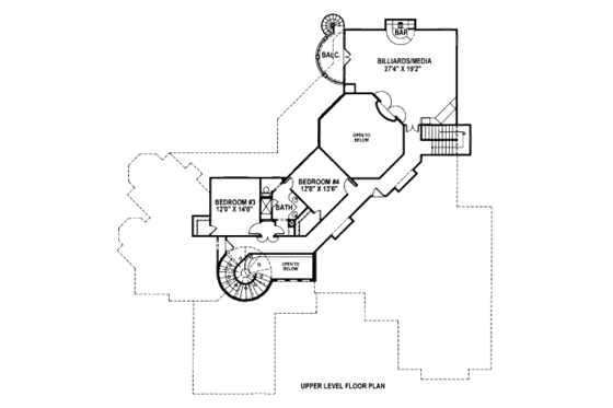 Floor Plan - Upper Floor for Mediterranean House Plan #141-321 - 4 bed, 3.5 bath