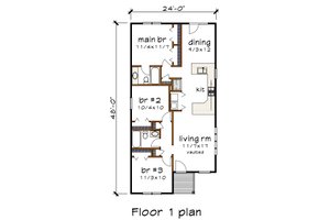 Floor Plan - Main Floor for Modern House Plan #79-330 - 3 bed, 2 bath