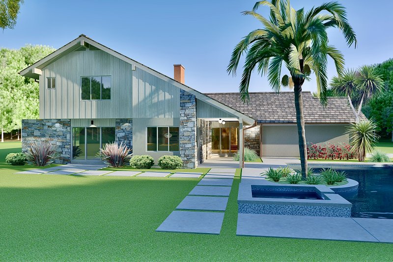 Dream House Plan - Exterior - Rear Elevation for Modern House Plan #489-16 - 4 bed, 4.5 bath