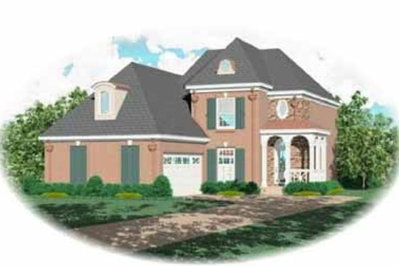 Exterior - Front Elevation for European House Plan #81-198 - 3 bed, 2.5 bath