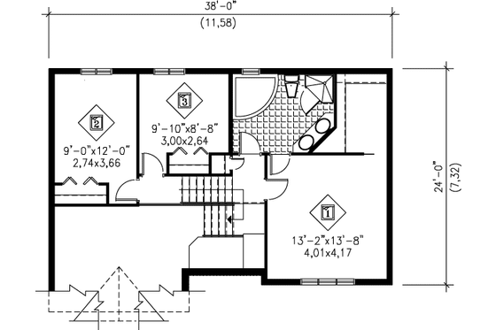 Floor Plan - Upper Floor for Traditional House Plan #25-2204 - 3 bed, 1.5 bath
