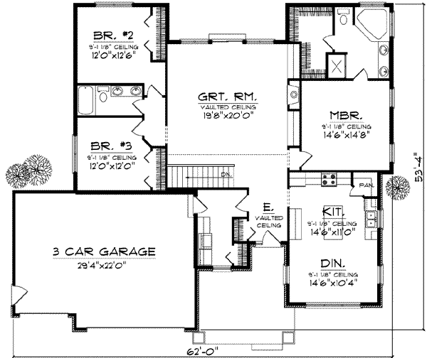 Home Plan - Traditional Floor Plan - Main Floor Plan #70-828