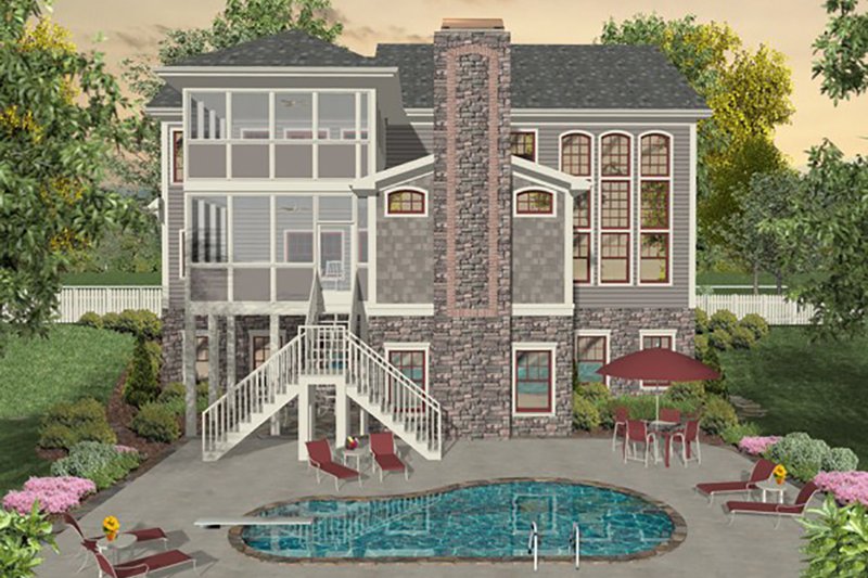 Home Plan - Craftsman, Rear Elevation