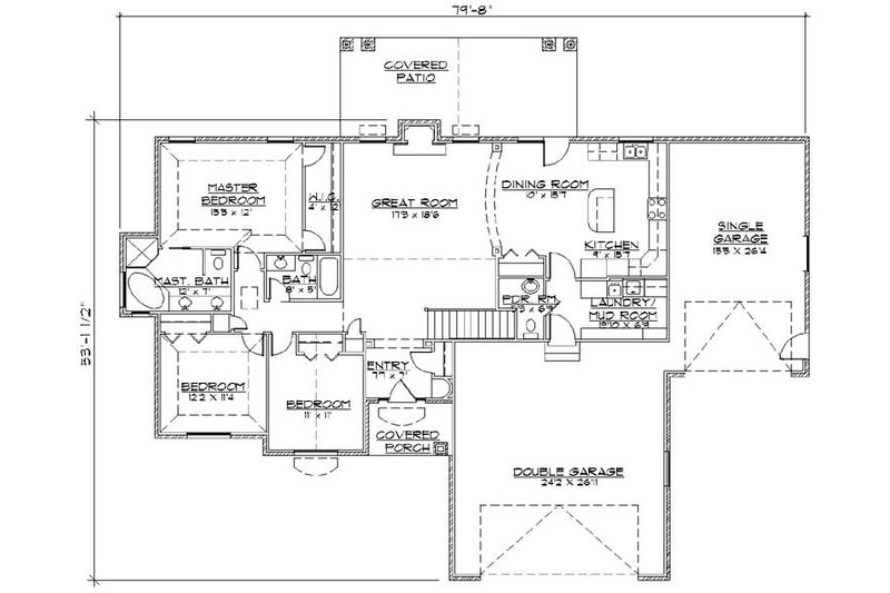 Home Plan - Floor Plan - Main Floor for Traditional House Plan #5-247 - 5 bed, 3.5 bath