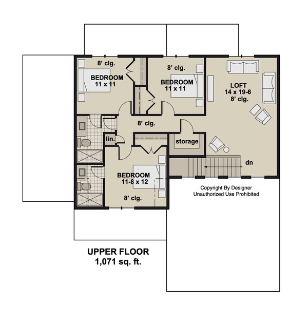 Craftsman Floor Plan - Upper Floor Plan #51-1373