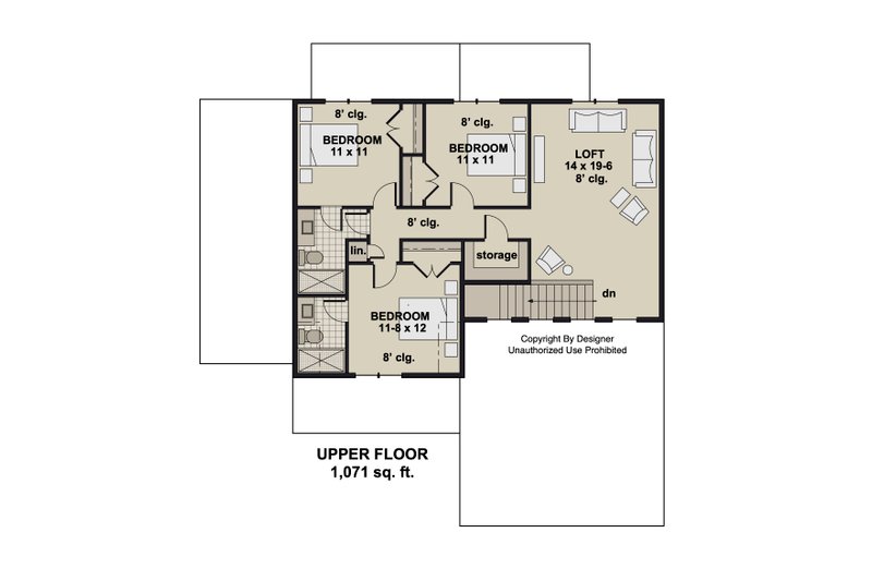 House Design - Floor Plan - Upper Floor for Craftsman House Plan #51-1373 - 4 bed, 3.5 bath