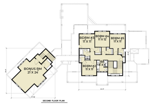Floor Plan - Upper Floor for Farmhouse House Plan #1070-23 - 5 bed, 3.5 bath