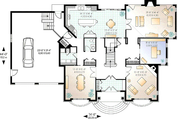 Architectural House Design - European Floor Plan - Main Floor Plan #23-344