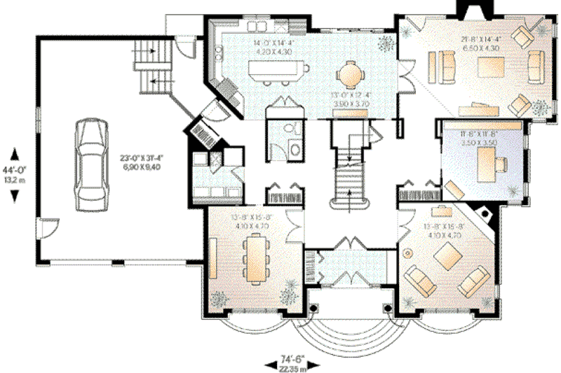 House Blueprint - Floor Plan - Main Floor for European House Plan #23-344 - 4 bed, 3.5 bath