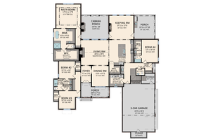 Floor Plan - Main Floor for Farmhouse House Plan #1081-34 - 4 bed, 4.5 bath