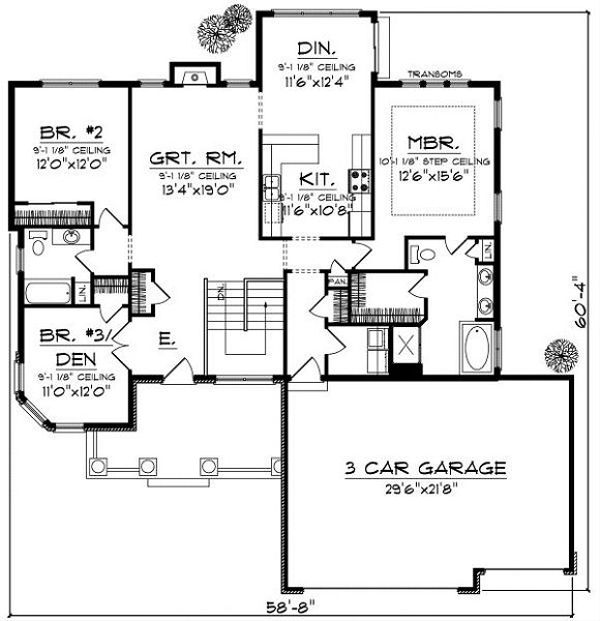 Home Plan - Traditional Floor Plan - Main Floor Plan #70-863