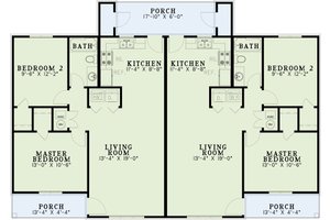 Floor Plan - Main Floor for Southern House Plan #17-1094 - 2 bed, 1 bath