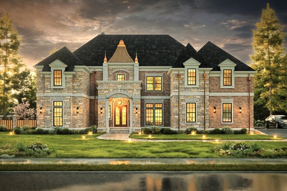 Exterior - Front Elevation 3 for European House Plan #119-419 - 4 bed, 4.5 bath