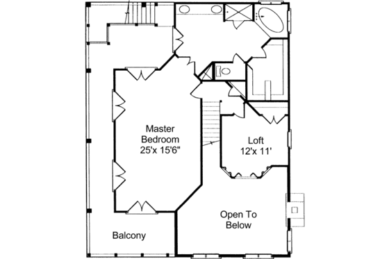 Floor Plan - Upper Floor for Beach House Plan #37-129 - 3 bed, 2 bath