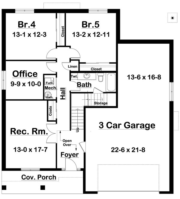 Farmhouse Floor Plan - Lower Floor Plan #126-254