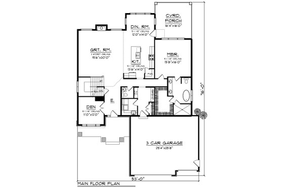 Floor Plan - Main Floor for Modern House Plan #70-1429 - 4 bed, 3.5 bath