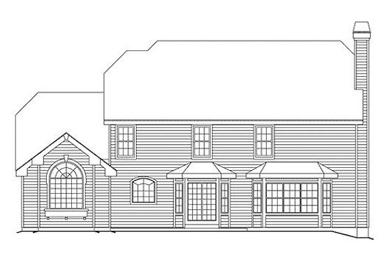 Exterior - Rear Elevation for Colonial House Plan #57-290 - 4 bed, 3.5 bath