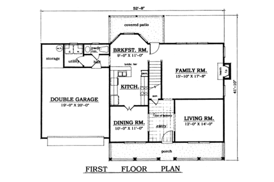 Floor Plan - Main Floor for Country House Plan #42-134 - 3 bed, 2.5 bath