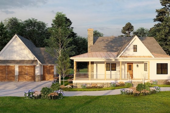 Exterior - Front Elevation 4 for Farmhouse House Plan #54-508 - 3 bed, 2 bath