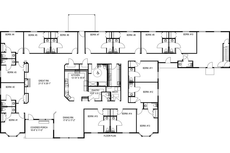 Country Style House Plan - 15 Beds 16 Baths 6619 Sq/Ft Plan #117-265 ...