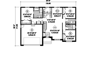 Floor Plan - Main Floor for European House Plan #25-4333 - 3 bed, 2 bath