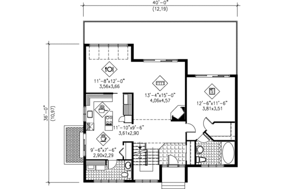 Floor Plan - Main Floor House Plan #25-2282 - 3 bed, 2.5 bath